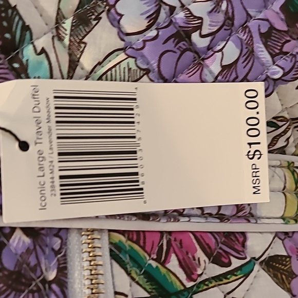 Vera Bradley Floral Bag-LAVENDAR MEADOW.  NWT. - Picture 3 of 16